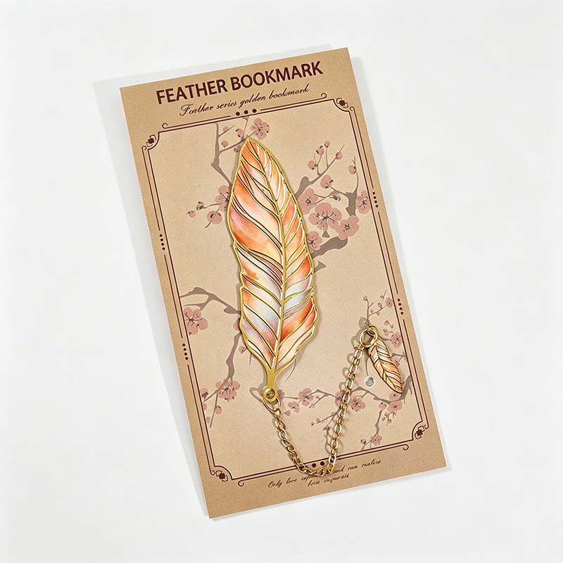 Feather Shaped Metal Bookmark