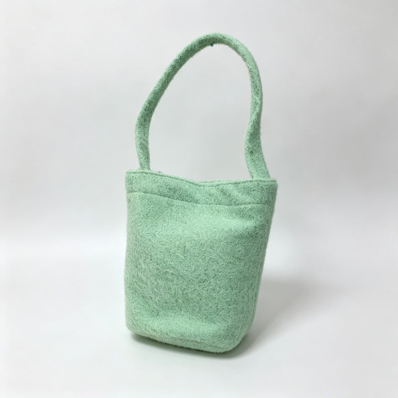 Fuzzy Fleece Bucket Shoulder Tote Bag