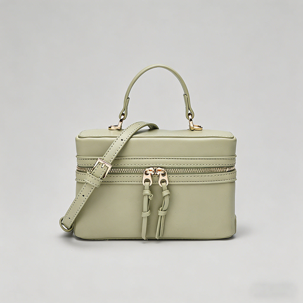 Canvas & Leather Boxy Crossbody Bag