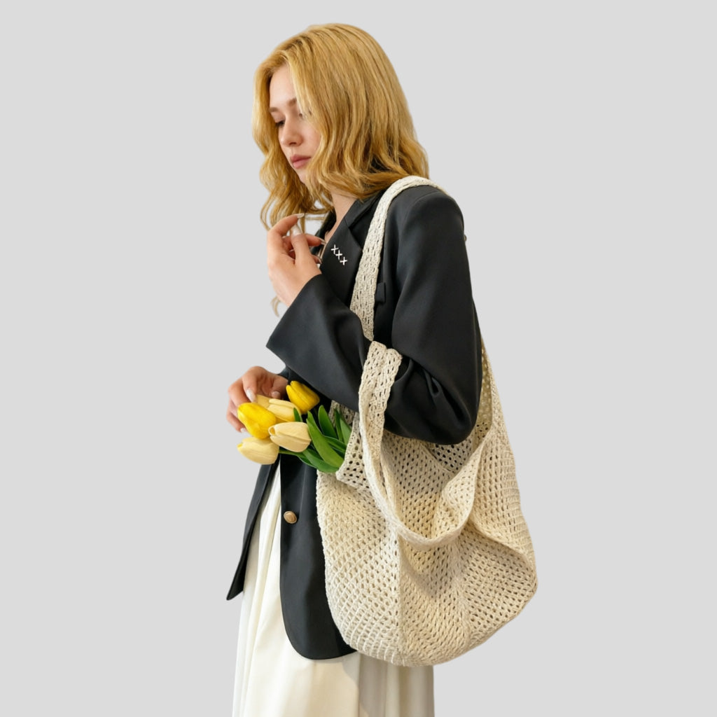 Handmade Crochet Mesh Tote - Shopdayla Wholesale - #2914