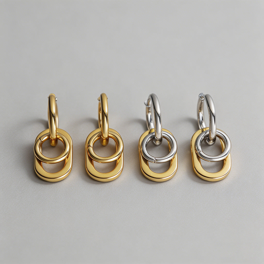 Dual Interlocking Hoop Earring - Shopdayla Wholesale - #7618