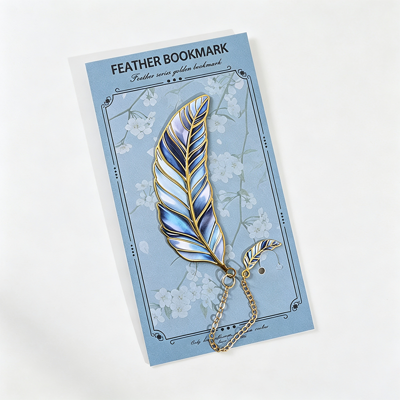 Feather Shaped Metal Bookmark