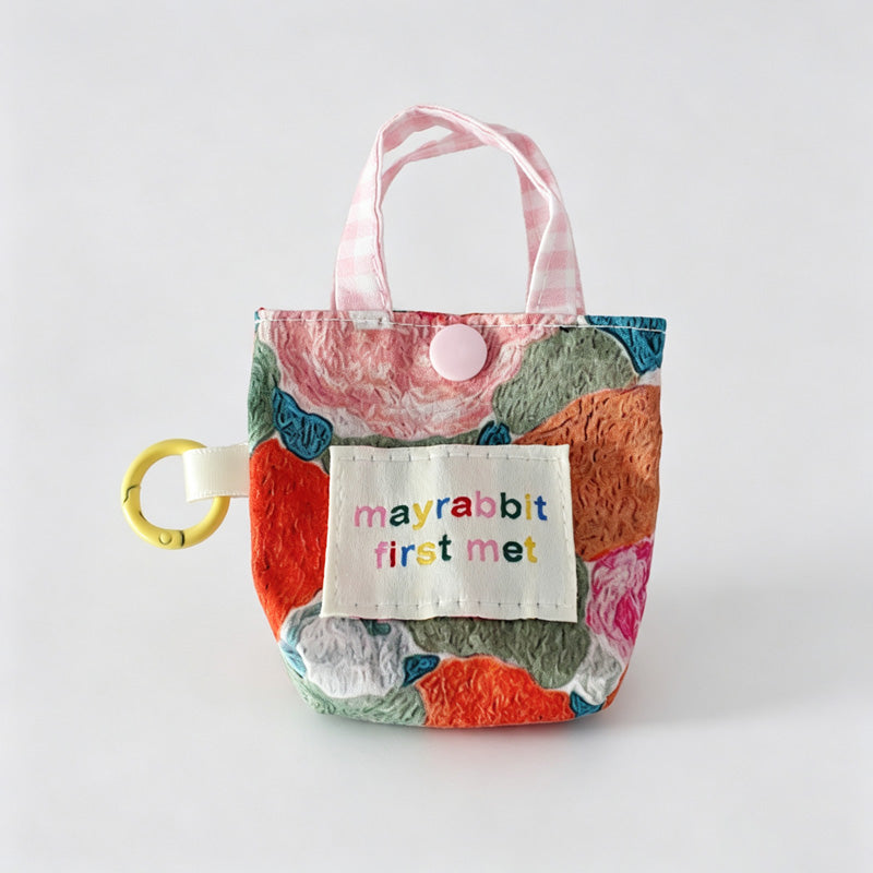 Floral Fabric Mini Earphone Pouch