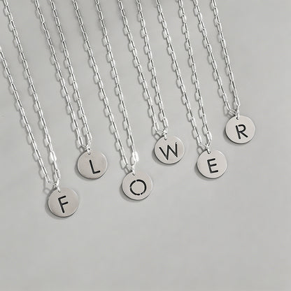 Letter Disc Pendant Necklace - Shopdayla Wholesale - #7218