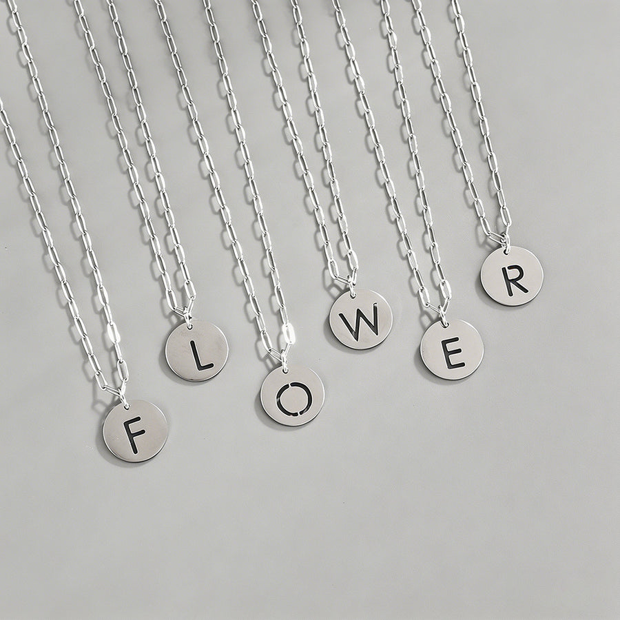 Letter Disc Pendant Necklace - Shopdayla Wholesale - #7218