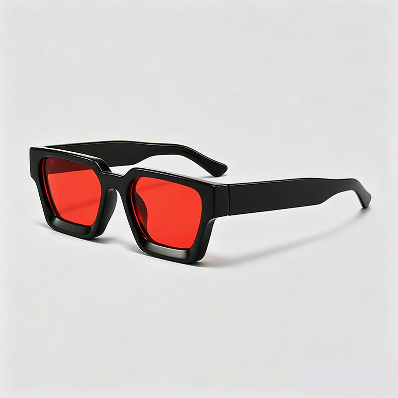 Retro Thick Frame Rectangle Lens Fashion Sunglasses