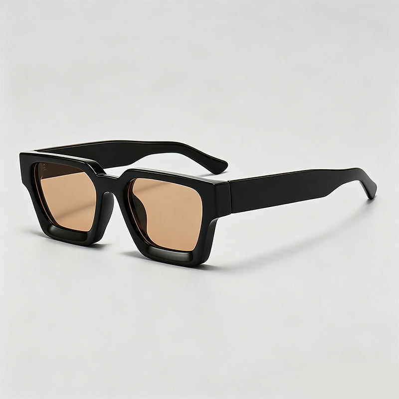 Retro Thick Frame Rectangle Lens Fashion Sunglasses
