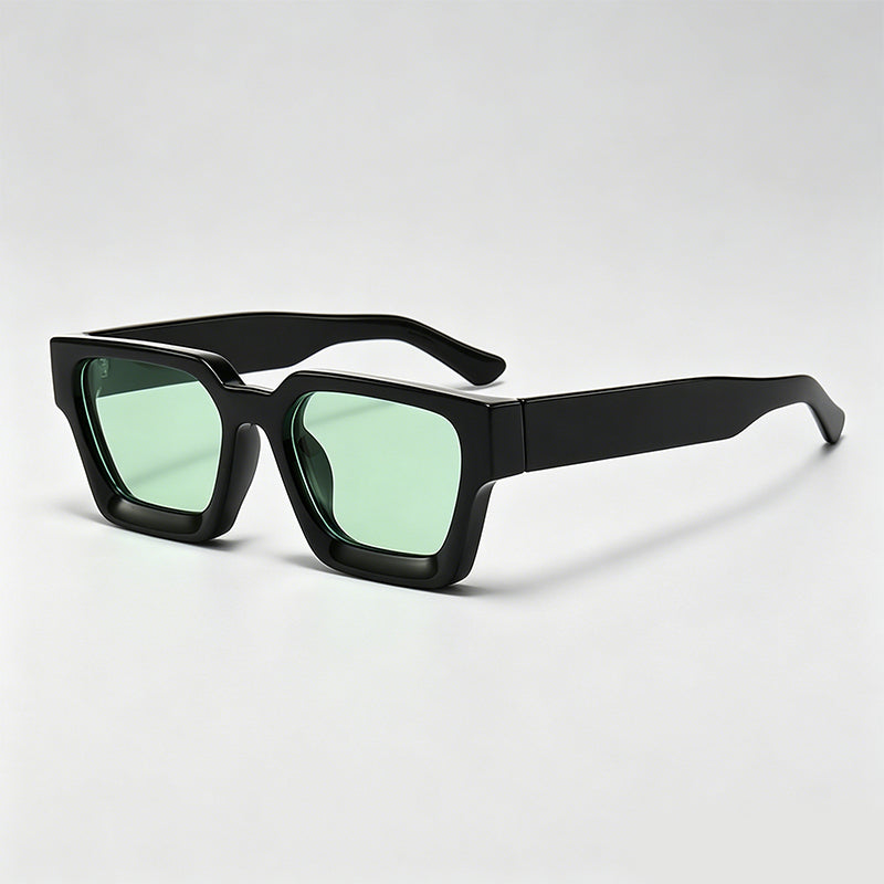 Retro Thick Frame Rectangle Lens Fashion Sunglasses