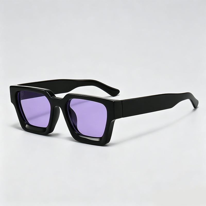 Retro Thick Frame Rectangle Lens Fashion Sunglasses