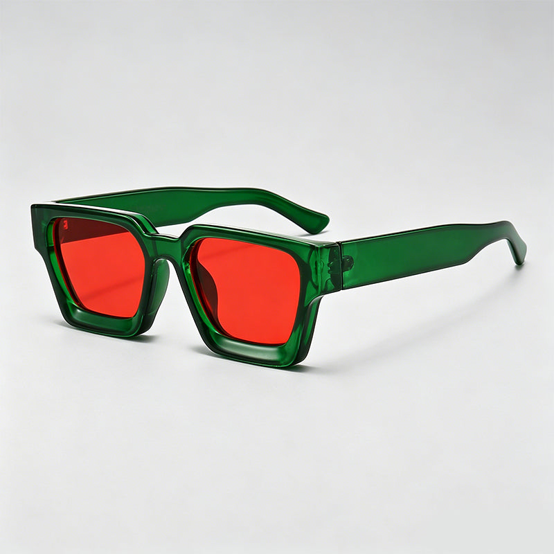 Retro Thick Frame Rectangle Lens Fashion Sunglasses