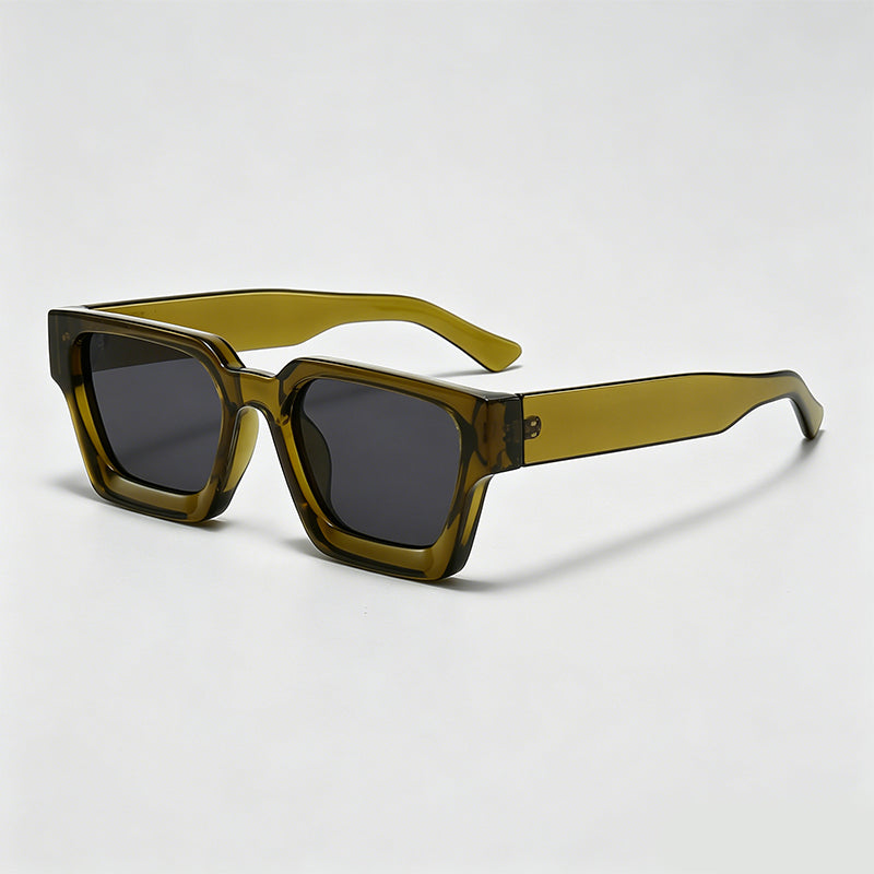 Retro Thick Frame Rectangle Lens Fashion Sunglasses