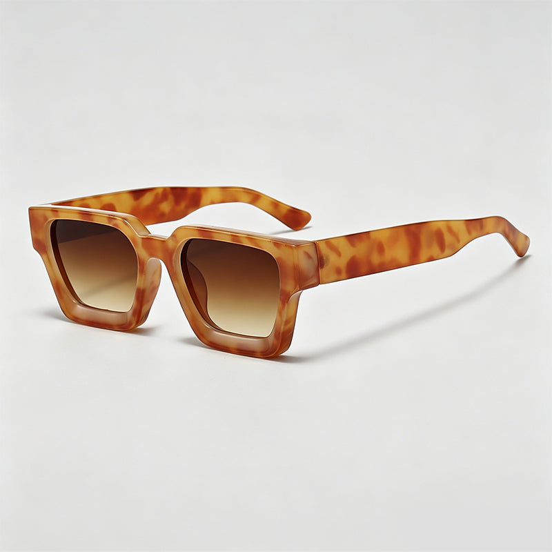 Retro Thick Frame Rectangle Lens Fashion Sunglasses