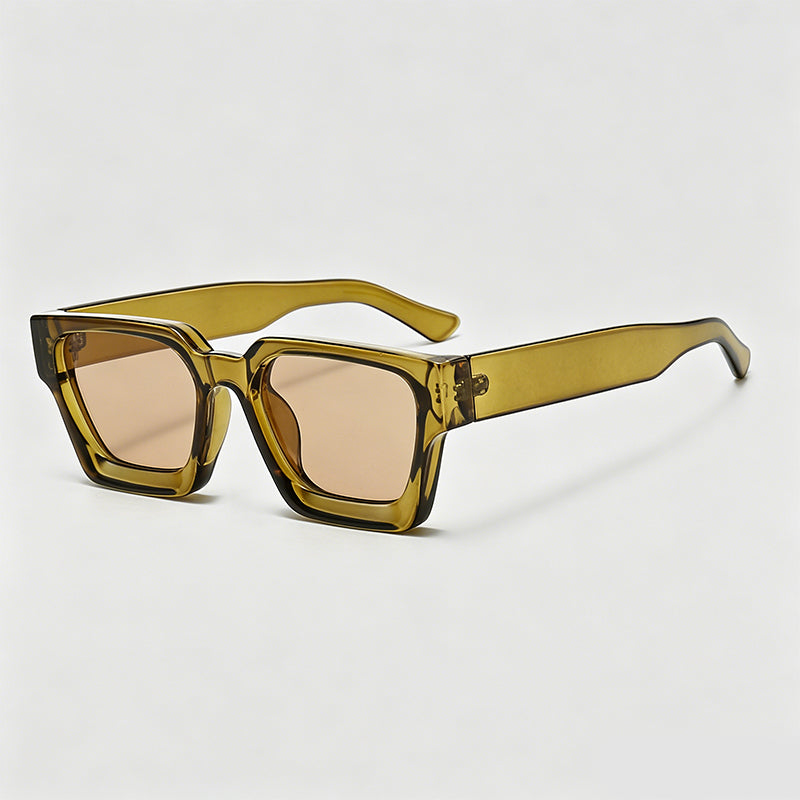 Retro Thick Frame Rectangle Lens Fashion Sunglasses