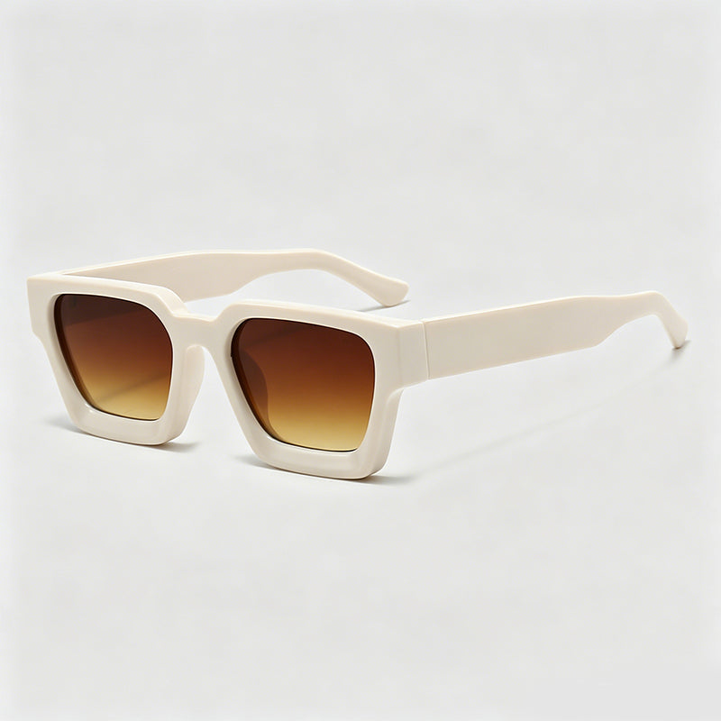 Retro Thick Frame Rectangle Lens Fashion Sunglasses