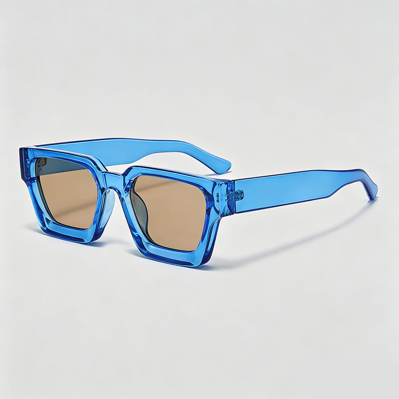 Retro Thick Frame Rectangle Lens Fashion Sunglasses