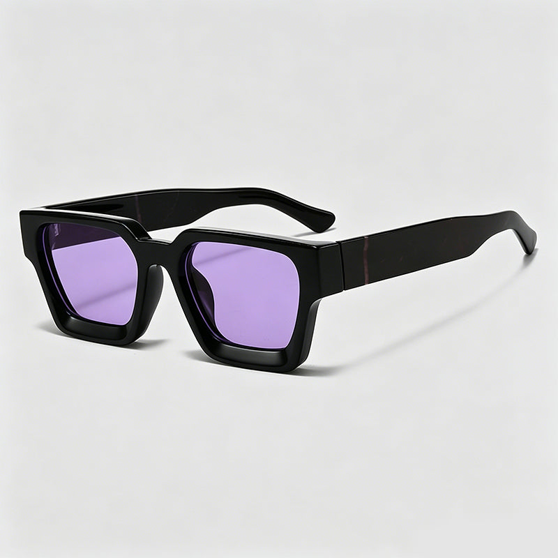 Retro Thick Frame Rectangle Lens Fashion Sunglasses