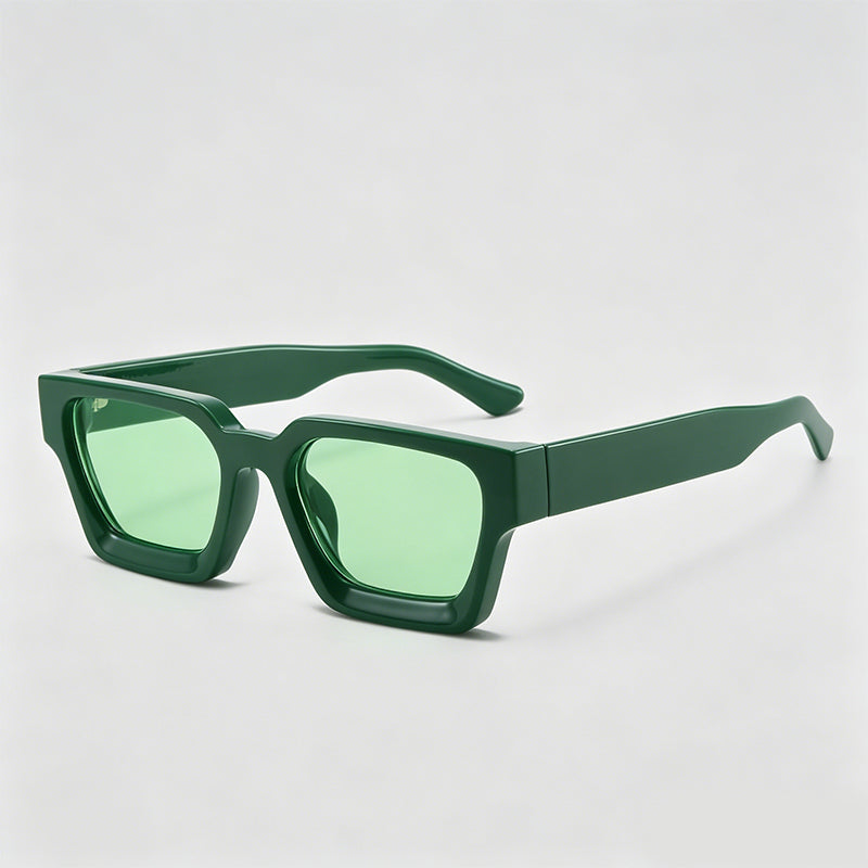 Retro Thick Frame Rectangle Lens Fashion Sunglasses