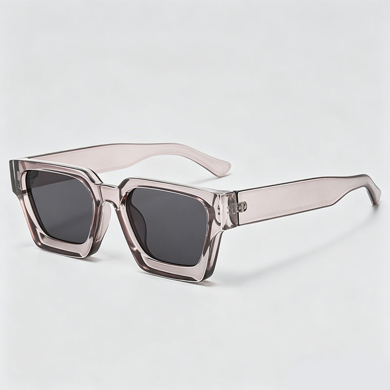 Retro Thick Frame Rectangle Lens Fashion Sunglasses