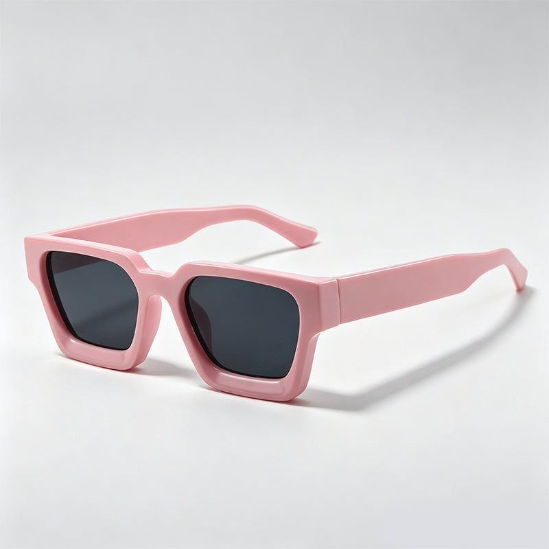 Retro Thick Frame Rectangle Lens Fashion Sunglasses