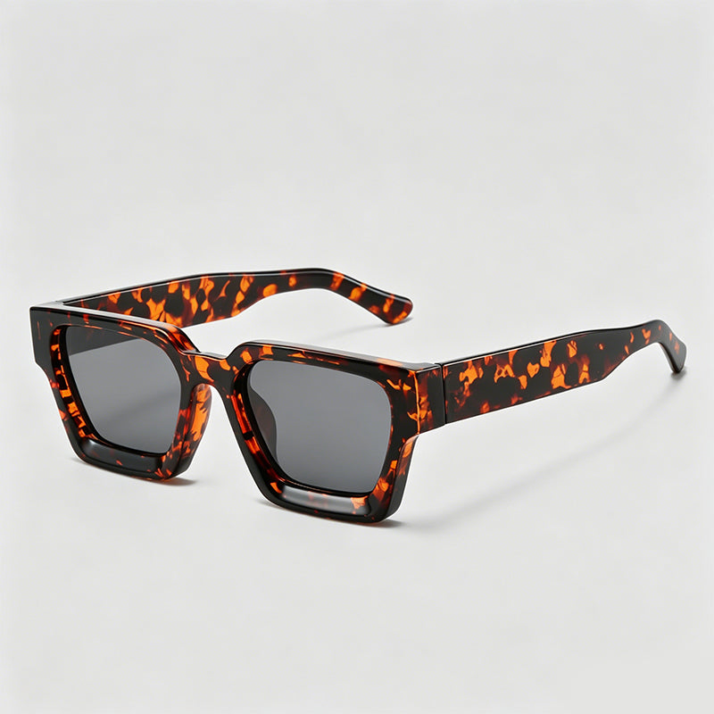 Retro Thick Frame Rectangle Lens Fashion Sunglasses