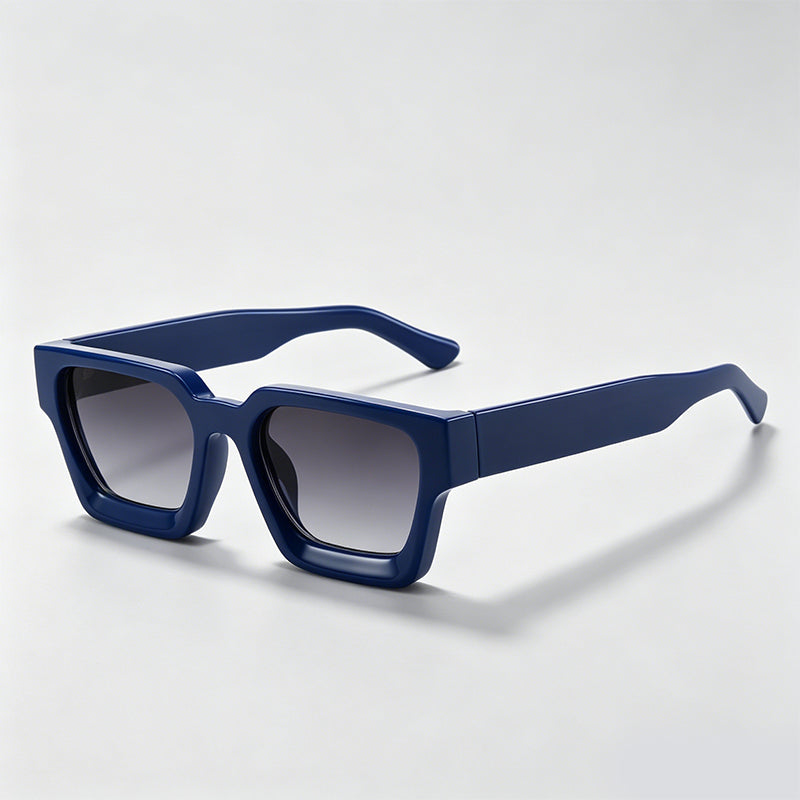 Retro Thick Frame Rectangle Lens Fashion Sunglasses