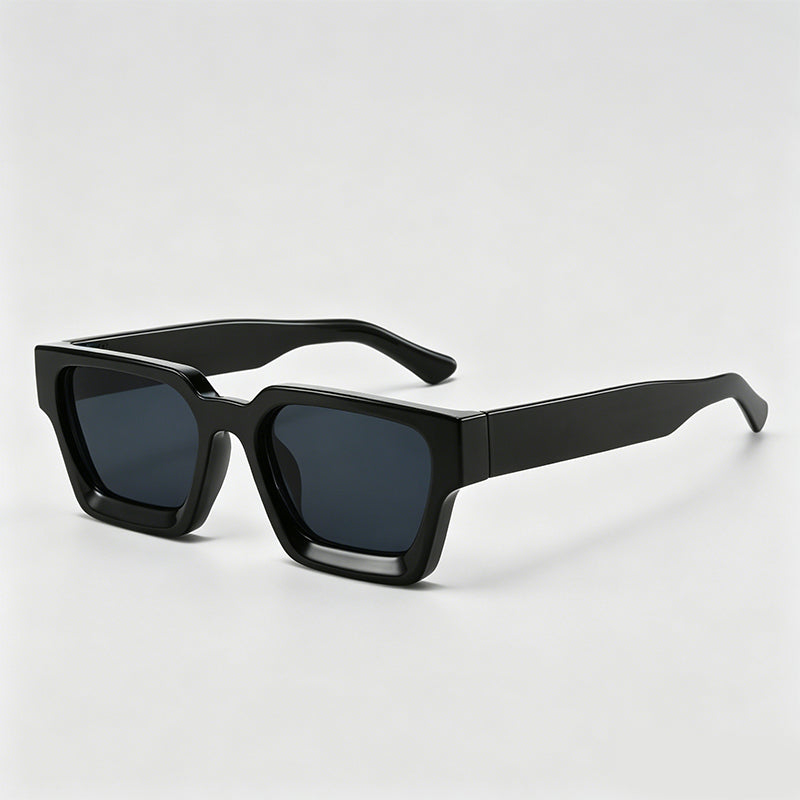 Retro Thick Frame Rectangle Lens Fashion Sunglasses