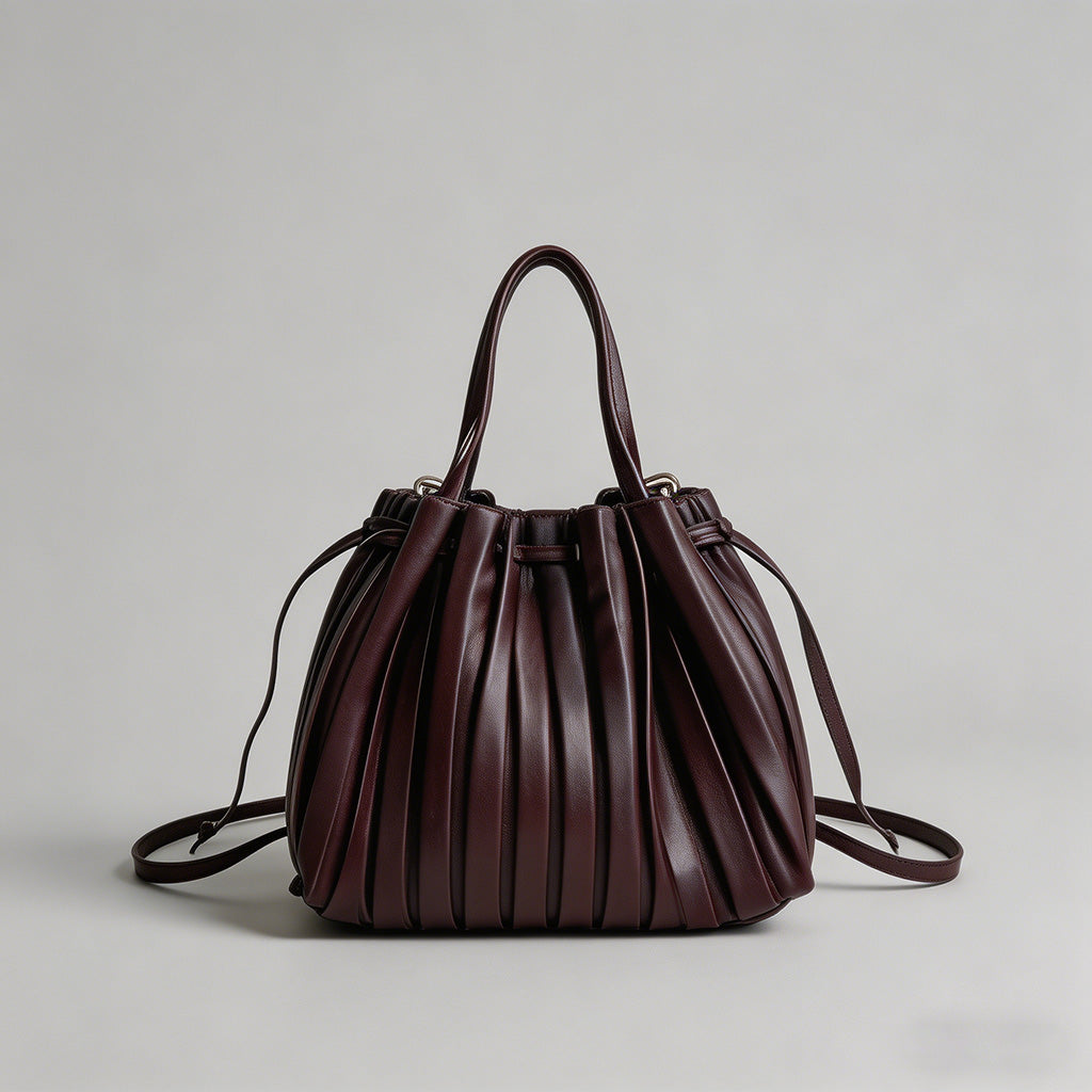 Vintage Pleated Drawstring Buc - Shopdayla Wholesale - #5826