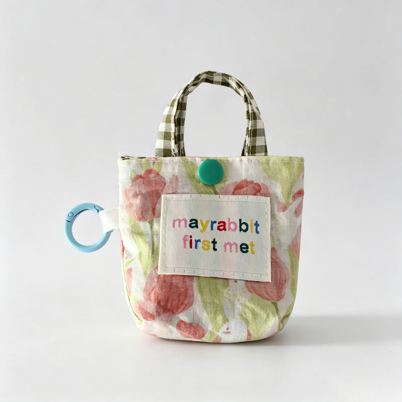 Floral Fabric Mini Earphone Pouch