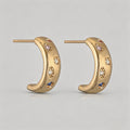 Gold Multicolor CZ Hoop Stud E - Shopdayla Wholesale - #8306