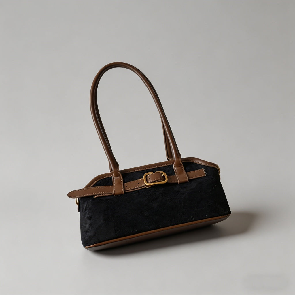 Color Block Suede Shoulder Bag - Shopdayla Wholesale - #1922