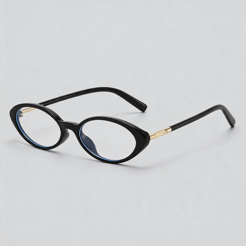 Vintage Small Oval Half Metal Temple Sunglasses