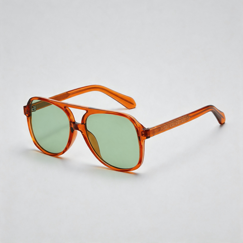 European TR90 Large Double Bridge Pilot Retro Sunglasses