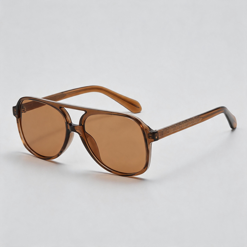 European TR90 Large Double Bridge Pilot Retro Sunglasses