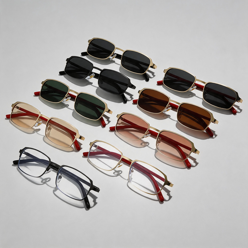Slim Metal Small Rectangle Sunglasses