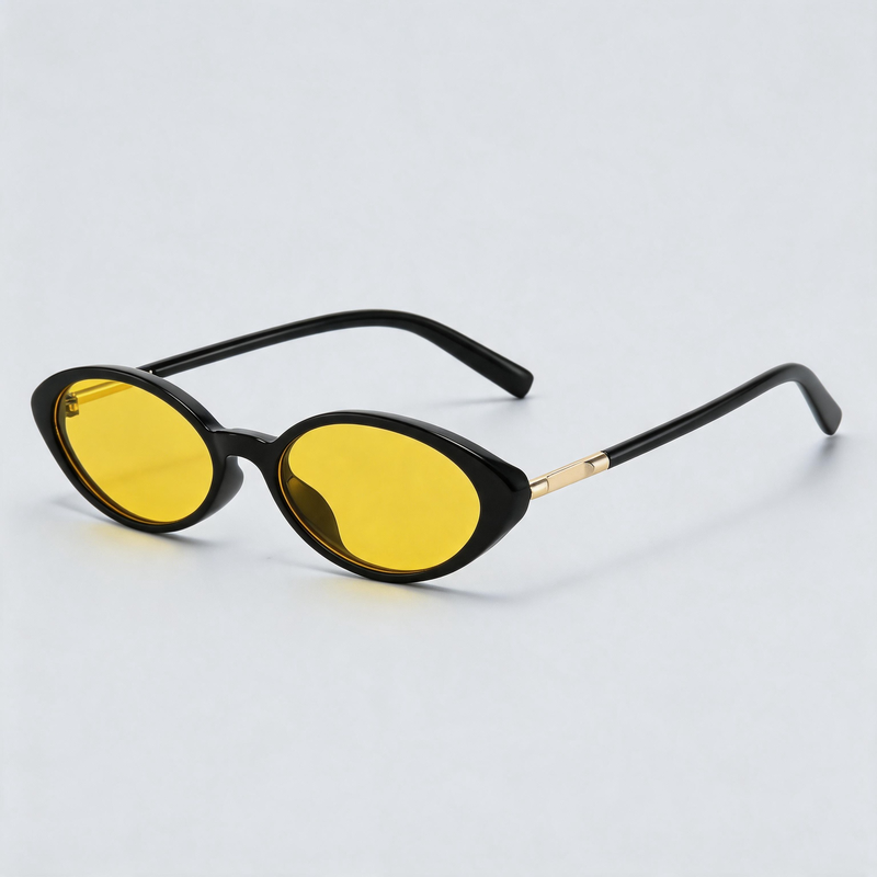 Vintage Small Oval Half Metal Temple Sunglasses