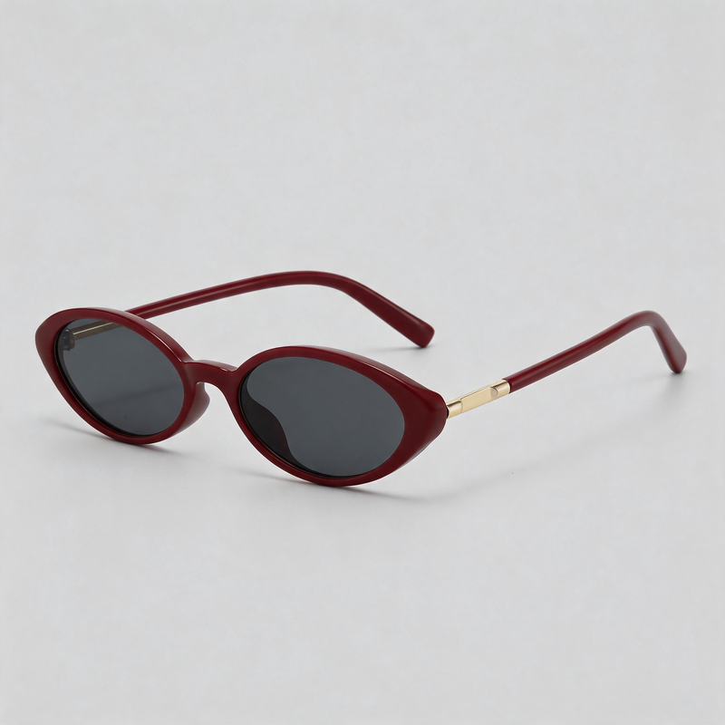 Vintage Small Oval Half Metal Temple Sunglasses