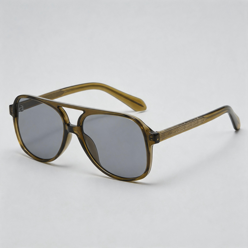 European TR90 Large Double Bridge Pilot Retro Sunglasses