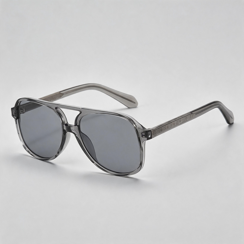 European TR90 Large Double Bridge Pilot Retro Sunglasses
