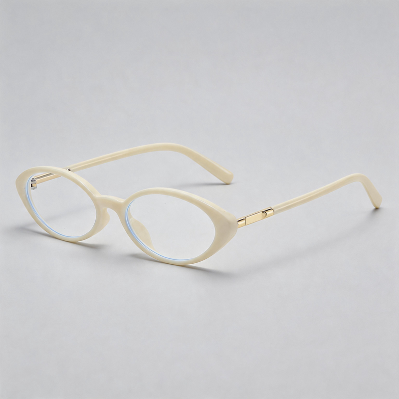Vintage Small Oval Half Metal Temple Sunglasses