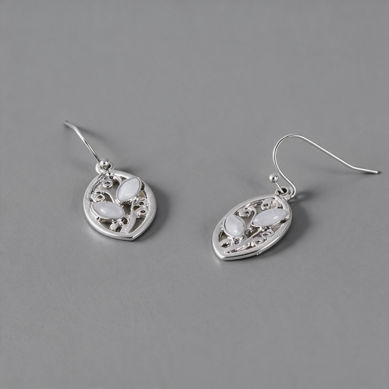 Textured Geometric Leaf Texture Minimalist Hook Earrings
