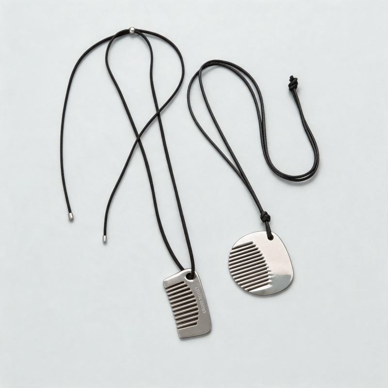 Versatile Geometric Miniature Comb Pendant Adjustable Necklace