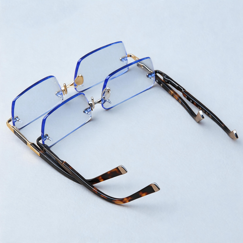 Premium Rimless Blue Crystal Anti-Radiation Reading Glasses