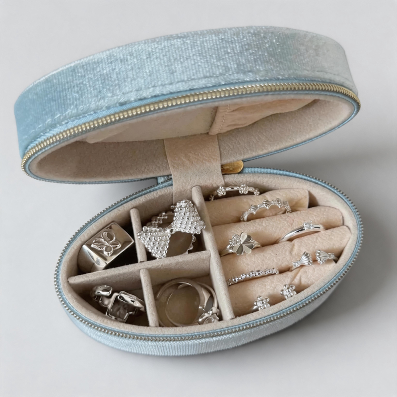 Durable Velvet Oval-Shaped Jewelry Storage Box