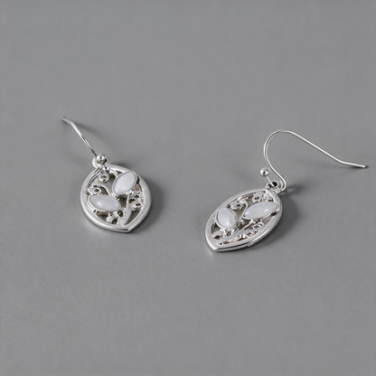 Textured Geometric Leaf Texture Minimalist Hook Earrings