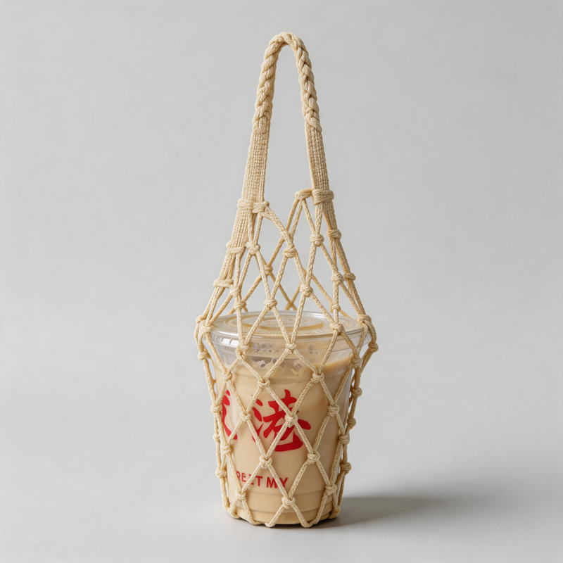 Portable Nylon Candy-Color Net Cup Holder Bag