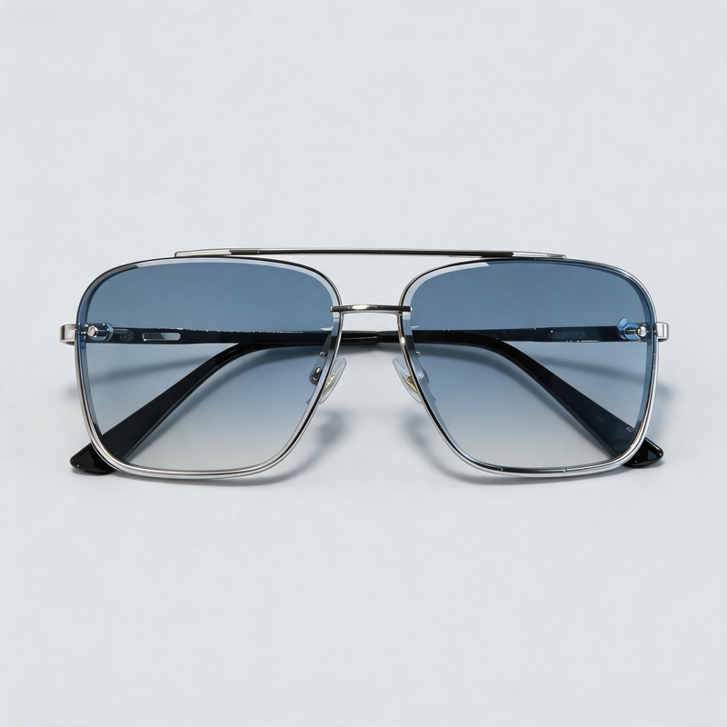 Transparent Double Bridge Retro Driving Square Sunglasses
