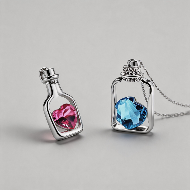 Aesthetic Geometric Heart Crystal Wishing Bottle Necklace