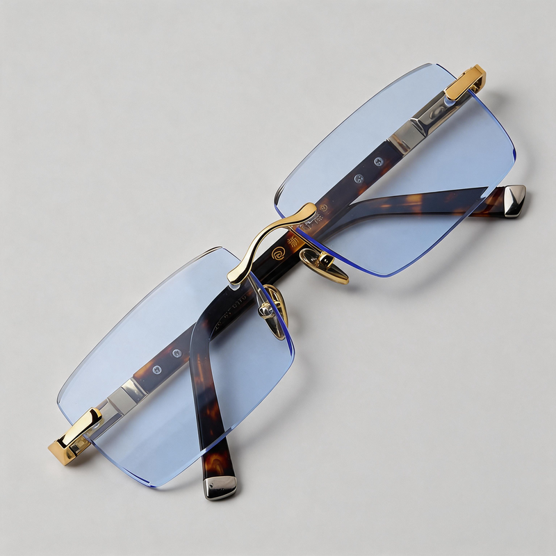 Premium Rimless Blue Crystal Anti-Radiation Reading Glasses