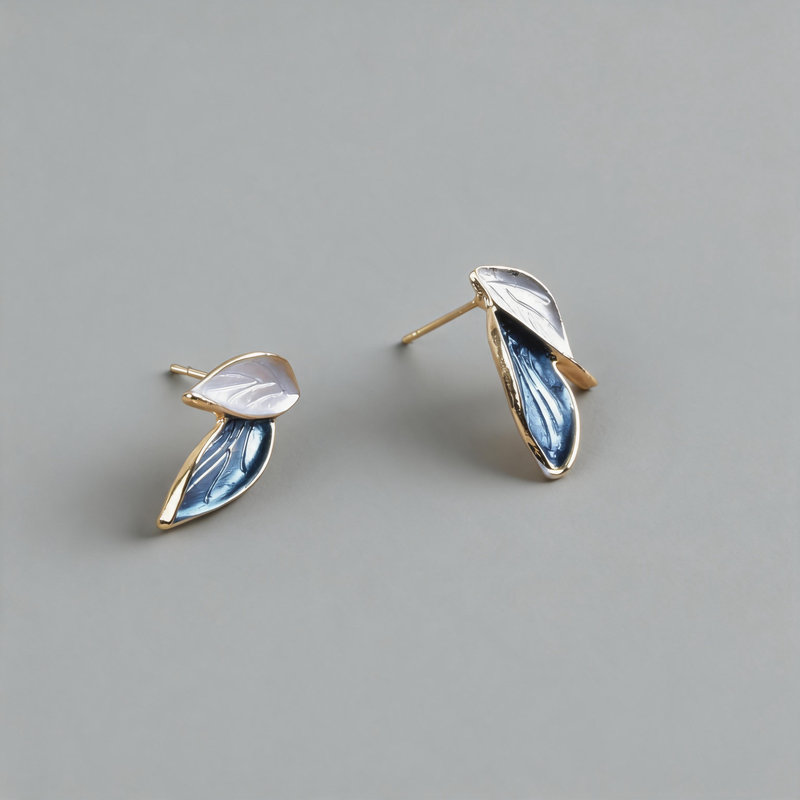 Minimalist Stone Geometric Leaf Shape Design Earrings