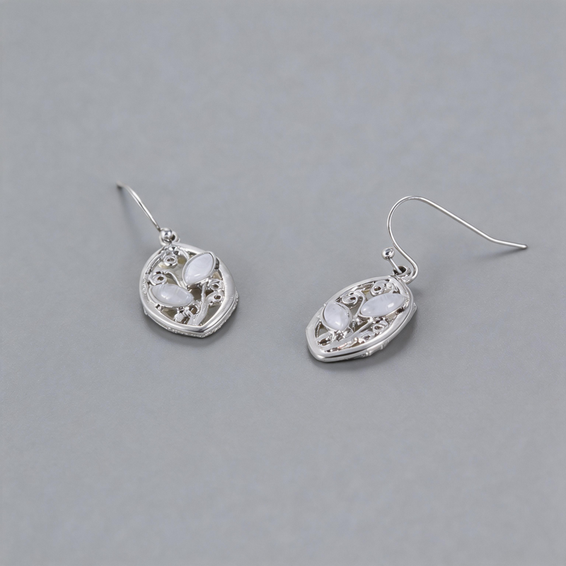 Textured Geometric Leaf Texture Minimalist Hook Earrings